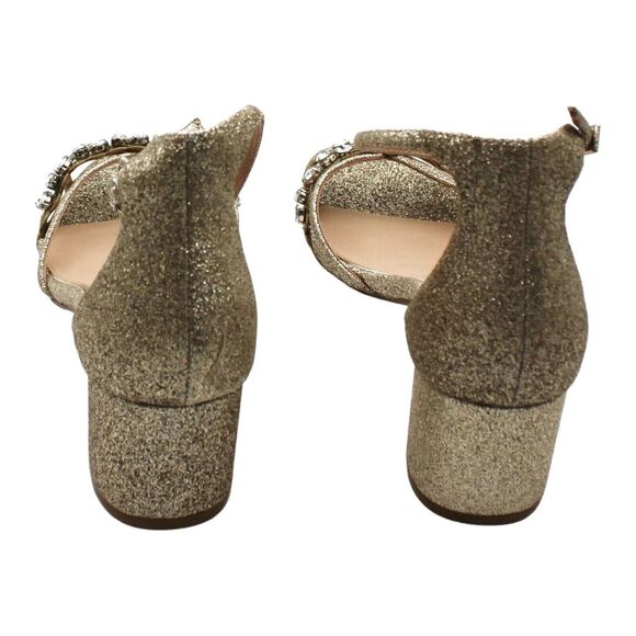 Jewel Badgley Mischka Giona Crystal Embellishment Gold Glitter Ankle Strap 8W - Picture 12 of 16